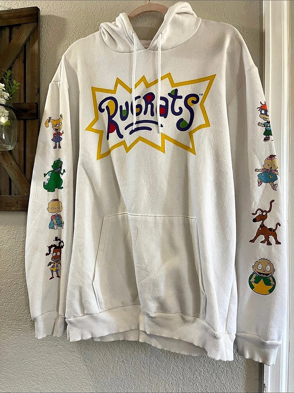 Nickelodeon Rugrats Sleeve Graphics Pullover Hoodie Graphic Hoodie White &